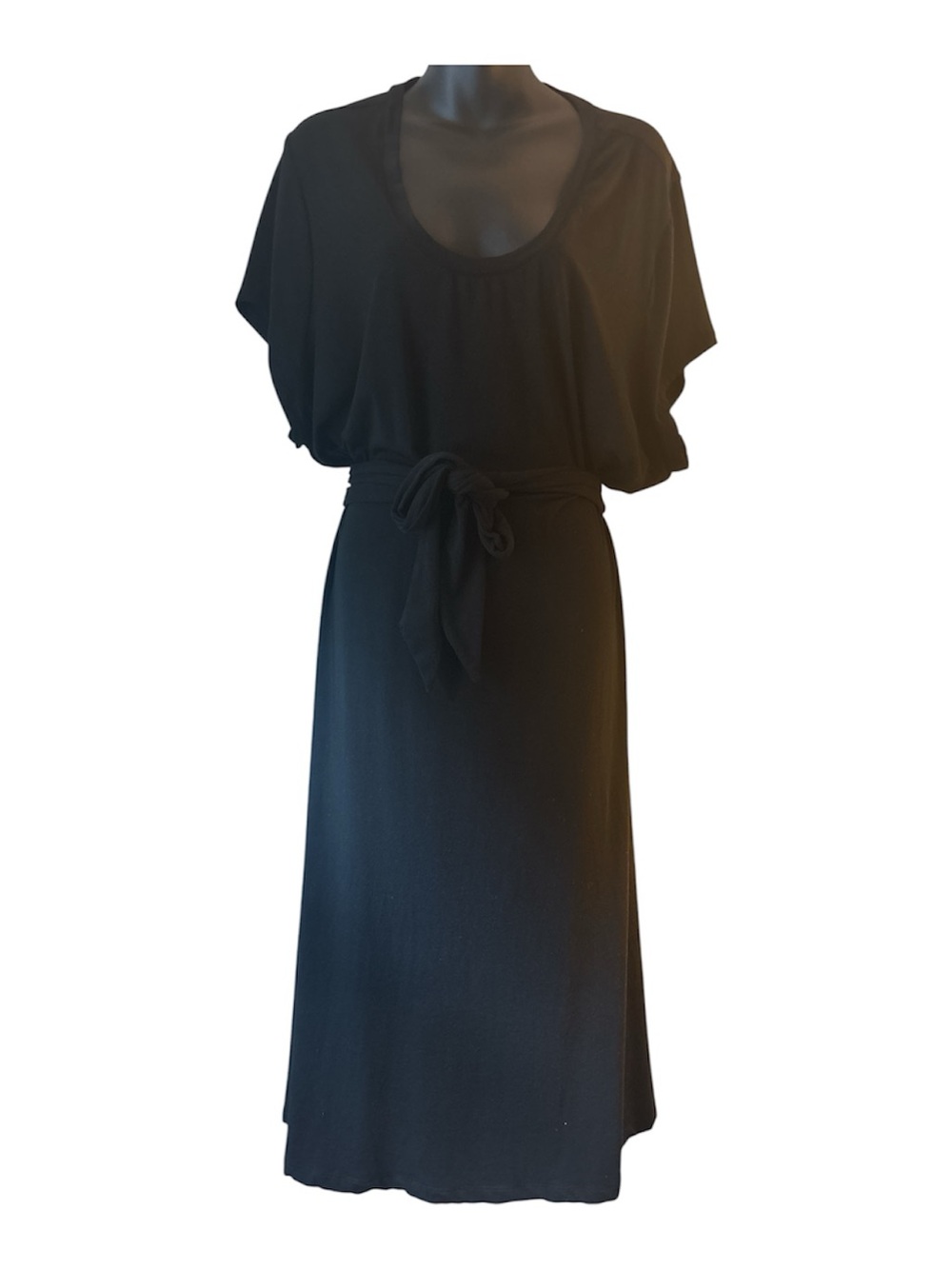 Land’s End Classic Black Tie-Waist Knit Short sleeve Maxi Dress Size 2X